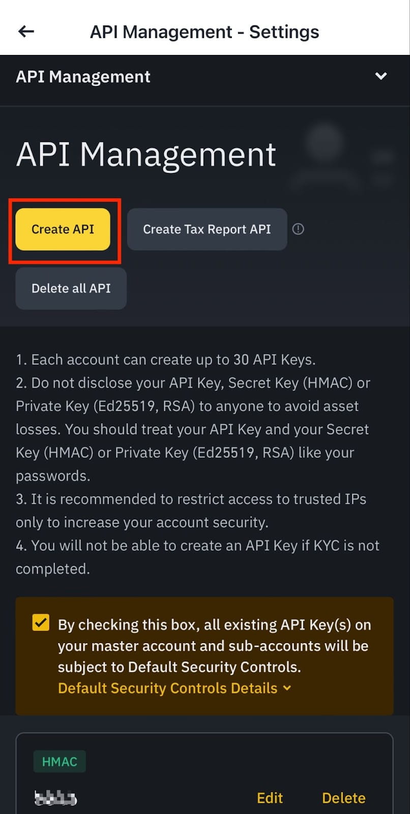 Generated API Key and Secret Key